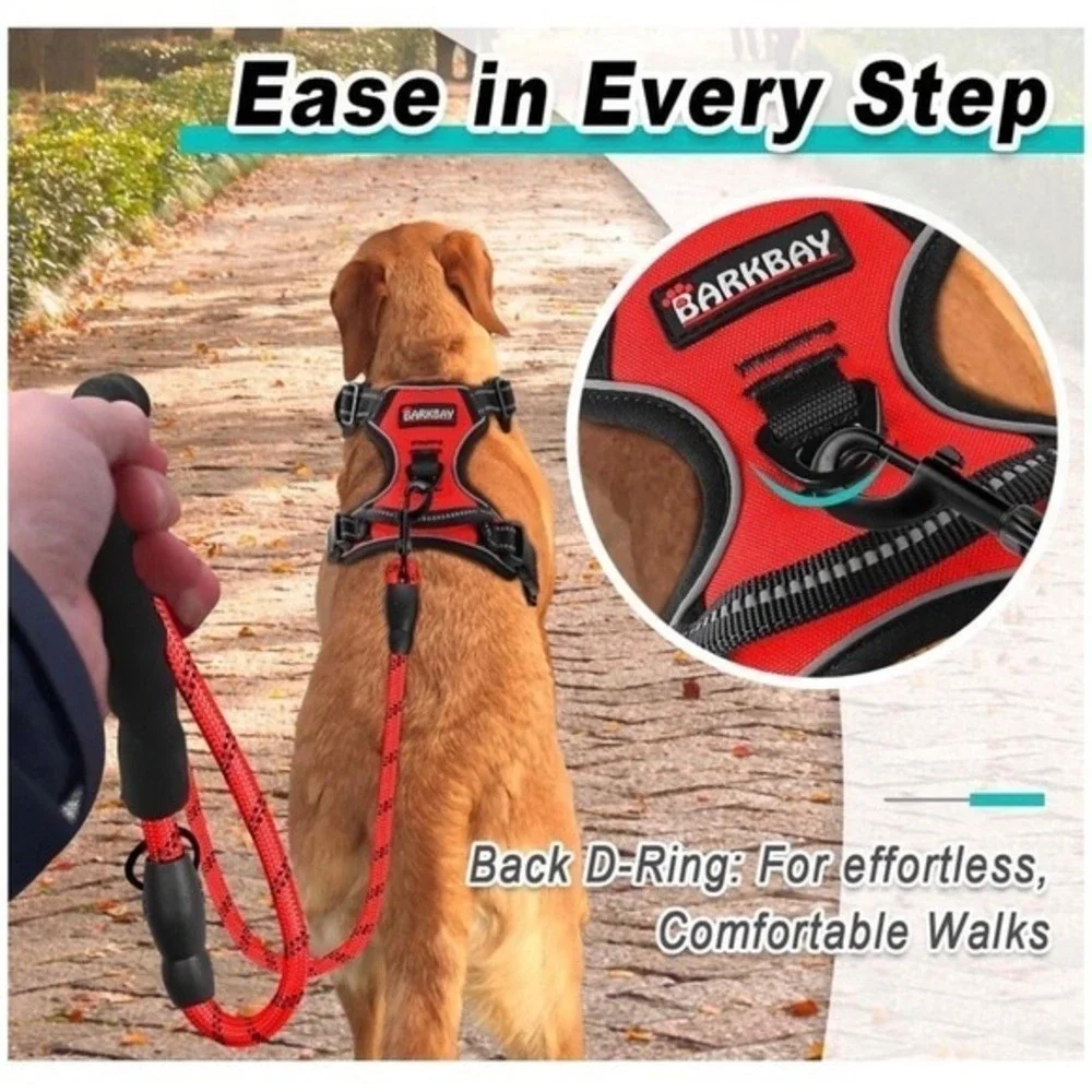 Barkbay Dog Harness‎ Pet small Red No-Pull Reflective Mesh Train Vest New